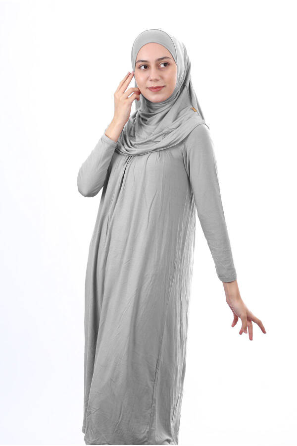 Muslim prayer dress, for girls, ages 12-15, gray, hooded - 2