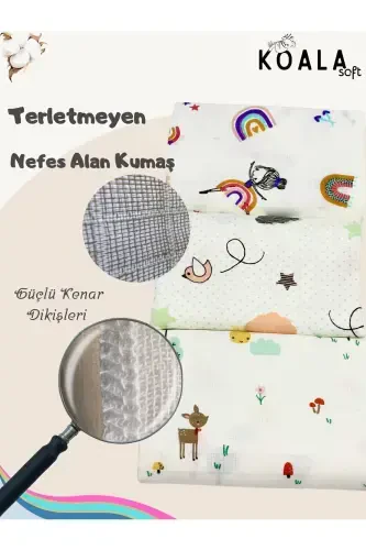 Muslin adyol 3 qismli to'plam (80X80CM) | oeko-tex muslin mato | Yangi tug'ilgan chaqaloq uchun yumshoq sochiq, o'rash - Balerina qush va jayron naqshli - KOALA SOFT (1)