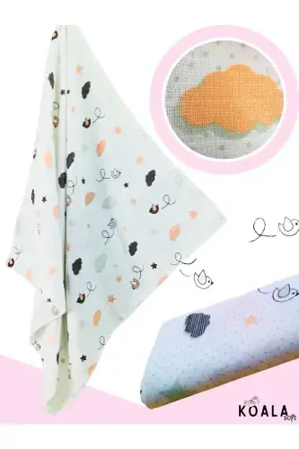 Muslin adyol 3 qismli to'plam (80X80CM) | oeko-tex muslin mato | Yangi tug'ilgan chaqaloq uchun yumshoq sochiq, o'rash - Balerina qush va jayron naqshli - 4