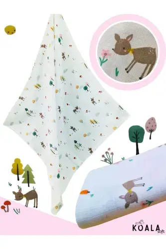 Muslin adyol 3 qismli to'plam (80X80CM) | oeko-tex muslin mato | Yangi tug'ilgan chaqaloq uchun yumshoq sochiq, o'rash - Balerina qush va jayron naqshli - 5