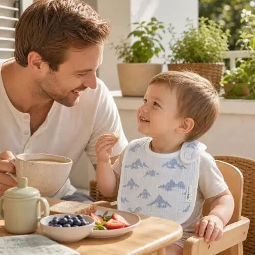 Muslin Baby Bibs for Drooling and Teething,Bibs for Boys Girls | Soft Cotton,Extra Absorbent,Easy Adjustable Side Snap,Shrink‑resistant & fade‑proof - Muslin (1)
