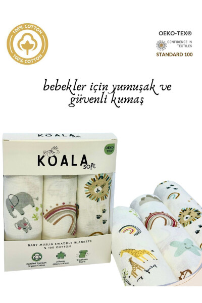 Müslin Battaniye 3'lü Set(80X80CM)|oeko-tex Müslin Kumaş | Yenidoğan Bebek Için Yumuşak Havlu,kundak - 30