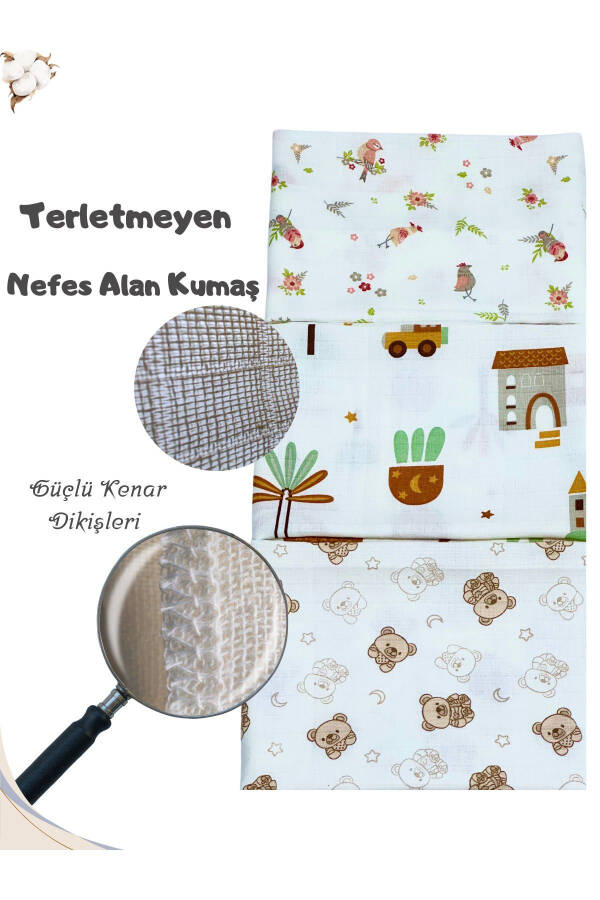 Müslin Battaniye 3'lü Set(80X80CM)|oeko-tex Müslin Kumaş | Yenidoğan Bebek Için Yumuşak Havlu,kundak - 2