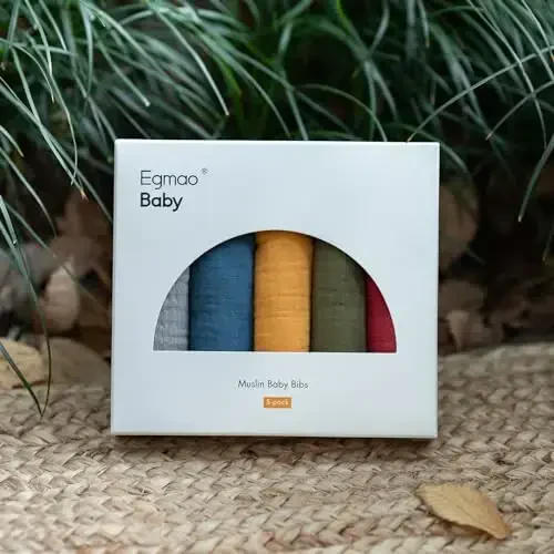 Muslin Bibs for Baby Boys Girls, Organic Muslin Baby Bib for Drooling and Teething, Soft Bandana Drool Bibs 5 Pack - 5