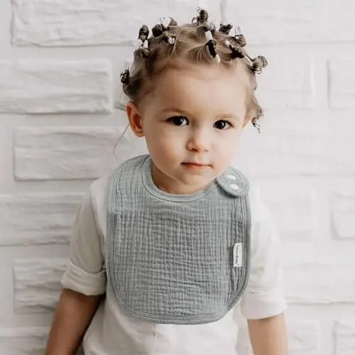 Muslin Bibs for Baby Boys Girls, Organic Muslin Baby Bib for Drooling and Teething, Soft Bandana Drool Bibs 5 Pack - 3