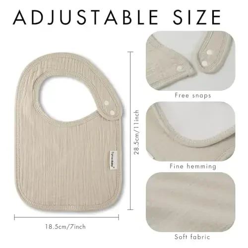 Muslin Bibs for Baby Boys Girls,Organic Muslin Baby Bib for Drooling and Teething,Soft Bandana Drool Bibs 5 Pack - 6