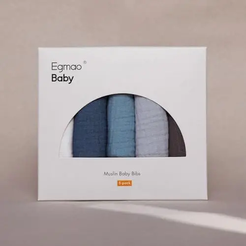 Muslin Bibs for Baby Boys Girls,Organic Muslin Baby Bib for Drooling and Teething,Soft Bandana Drool Bibs 5 Pack - 5