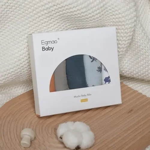 Muslin Bibs for Baby Boys Girls,Organic Muslin Baby Bib for Drooling and Teething,Soft Bandana Drool Bibs 5 Pack - 5