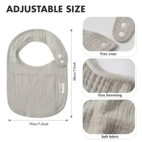 Muslin Bibs for Baby Boys Girls,Organic Muslin Baby Bib for Drooling and Teething,Soft Bandana Drool Bibs 5 Pack - 6