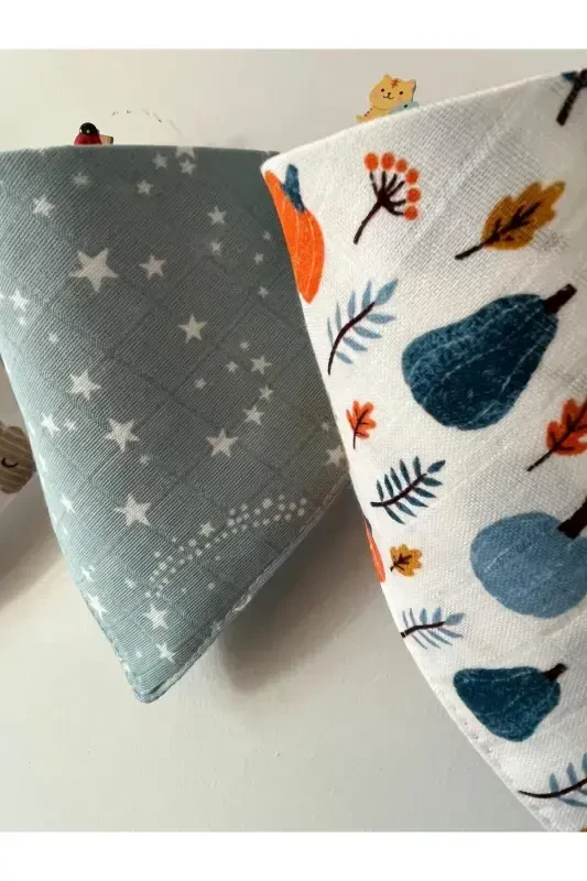 Muslin Cloth Two Snap Baby Bib & Burp Cloth - 2