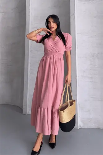 Muslin Fabric Dress - POWDER - 1