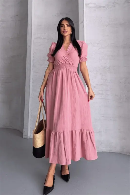 Muslin Fabric Dress - POWDER - 2