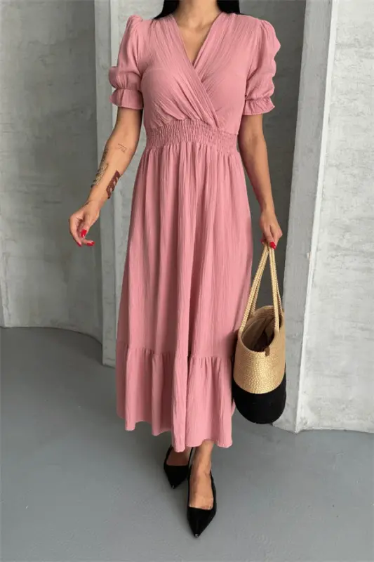 Muslin Fabric Dress - POWDER - 3