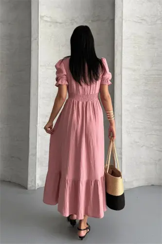 Muslin Fabric Dress - POWDER - 5