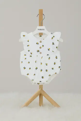 Muslin Lemon Patterned Baby Jumpsuit - 4
