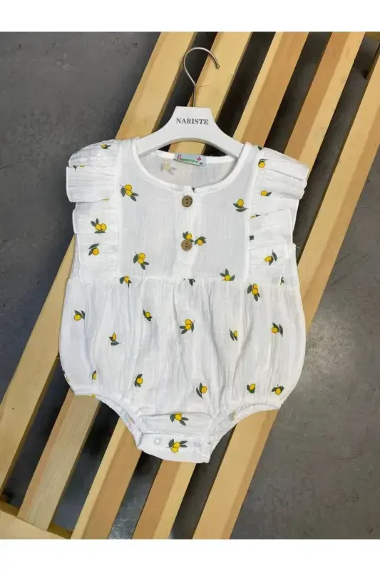Muslin Lemon Patterned Baby Jumpsuit - Modazone