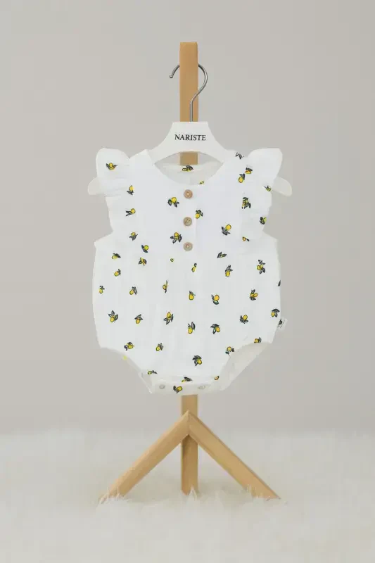 Muslin Lemon Patterned Baby Jumpsuit - 2