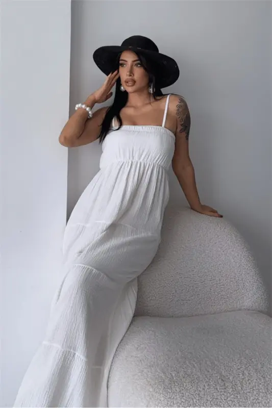 Muslin Mato Uzun Ko'ylak - OQ - 4