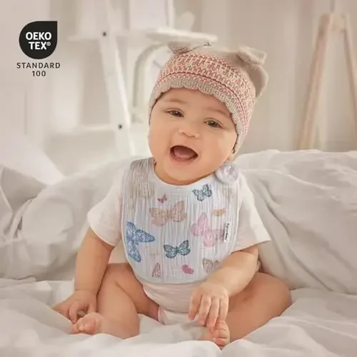 Muslin oʻgʻil bolalar qizlar uchun soʻlaklik, organik muslin chaqaloq soʻlakligi oqishi va tishlash uchun, yumshoq bandanali soʻlakliklar 5 dona - EGMAO BABY (1)