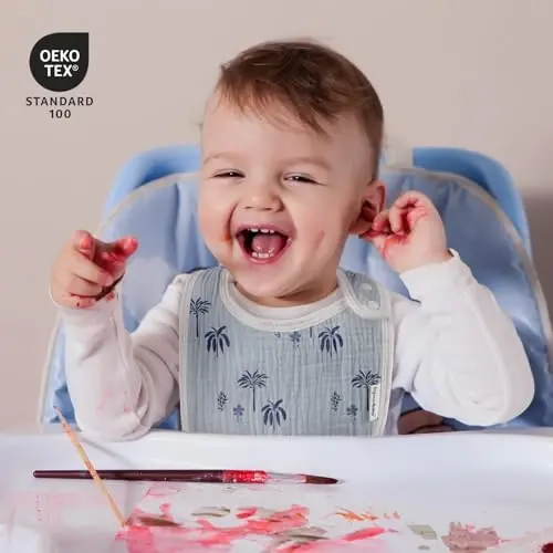 Muslin oʻgʻil bolalar qizlar uchun soʻlakliklar, organik muslin chaqaloq soʻlakligi oqayotgan va tishlayotgan chaqaloqlar uchun, yumshoq bandanali soʻlakliklar 5 dona - MUSLIN (1)