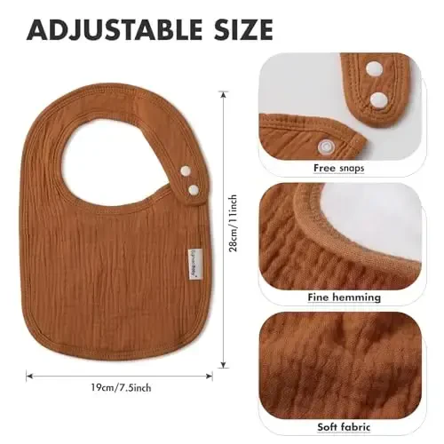 Muslin oʻgʻil bolalar qizlar uchun soʻlakliklar, Organik muslin chaqaloq soʻlakligi oqishi va tishlash uchun, Yumshoq bandana soʻlakliklar 5 dona - 6