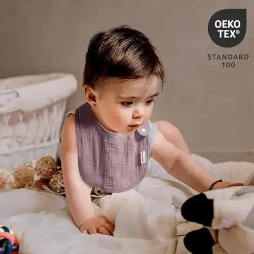 Muslin o'g'il bolalar qizlar uchun so'lakliklar, Organik muslin chaqaloq so'lakligi so'lak oqishi va tishlash uchun, Yumshoq bandana so'lakliklar 5 dona - 2