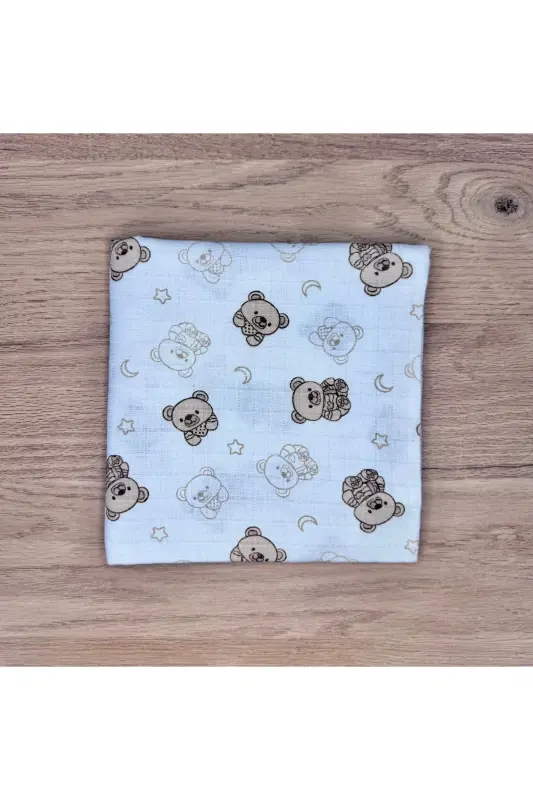 Müslin Örtü Battaniye 3'lü Set(80X80CM)|oeko-tex Müslin Kumaş | Yenidoğan Bebek Yumuşak Havlu,kundak - Bear Mountain Collection - 8