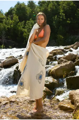 - Muslin Peshthamal - %100 Paxta - Organik - Bosmali-oq - 4