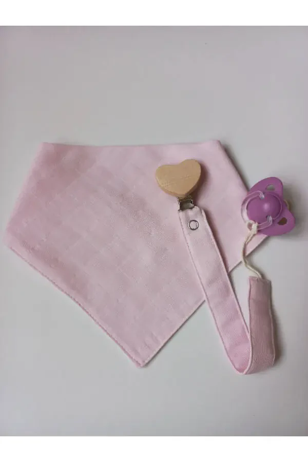 Muslin Qizaloq Bolalar Ovqat Yeyish Oldidagi Apron Yurak Yog'ochli Klipsli So'rg'ich Bog'ichi 3 Qismli Set - 2