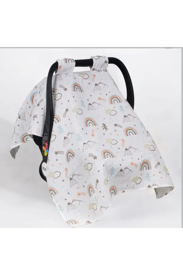 Muslin Stroller Cover Rainbow Muslin - 1