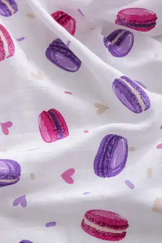 Muslin Swaddle Macaron Pattern - Purple 120x120 Cm + 4 Pcs Burp Cloths-PURPLE - CALINE BABY (1)
