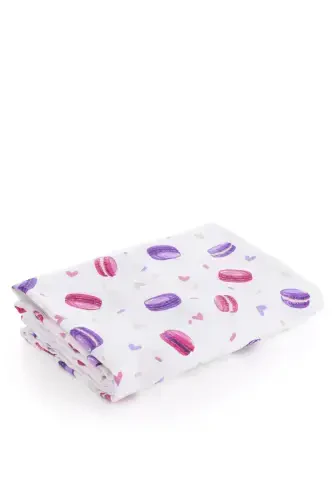 Muslin Swaddle Macaron Pattern - Purple 120x120 Cm + 4 Pcs Burp Cloths-PURPLE - 3