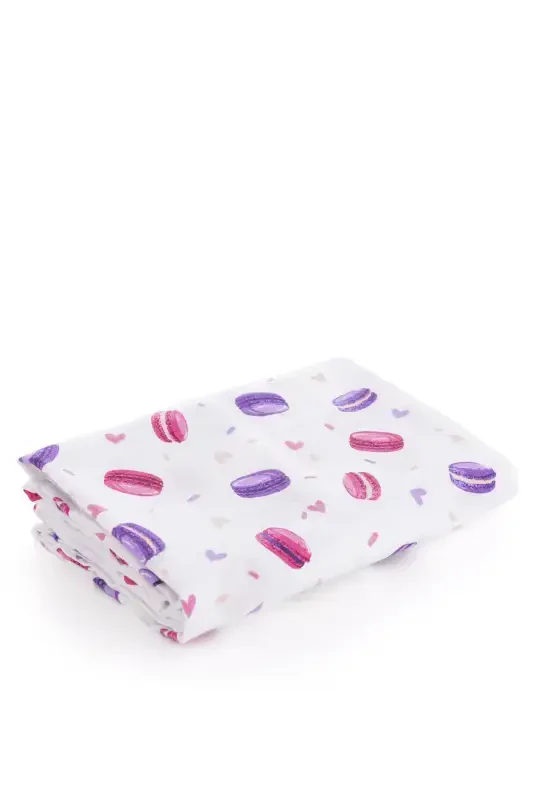 Muslin Swaddle Macaron Pattern - Purple 120x120 Cm + 4 Pcs Burp Cloths-PURPLE - 3