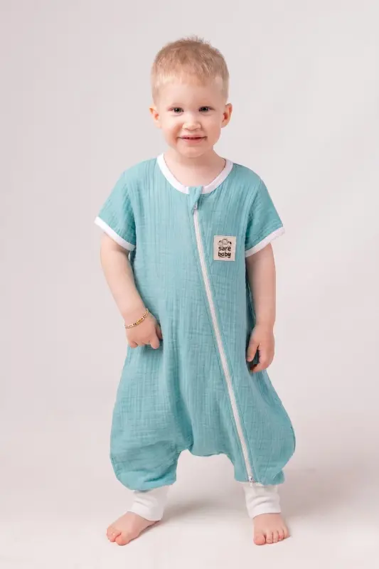 Muslin Uyqu Tuluq 0.5 Tog Oeko-tex Sertifikatlangan %100 Tabiiy Paxta Firuza Rangi - Firuza - 2