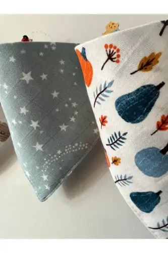 Муслиновая ткань. Двухкнопочный детский слюнявчик & нагрудник. - RUNBABY (1)