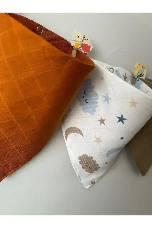 Муслиновая ткань, слюнявчик и шарф для младенцев на двух кнопках (4 ШТ.) - 3