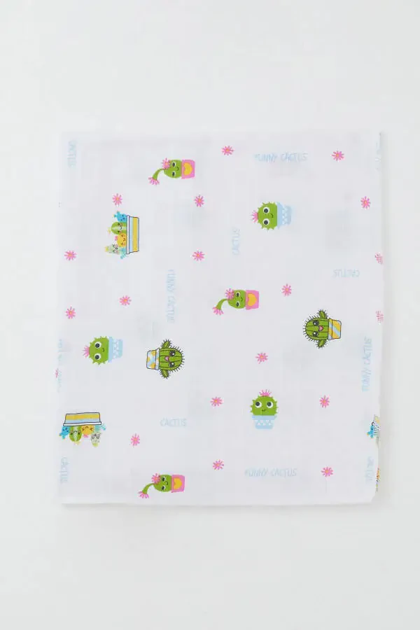 Муслиновое одето для новорожденных Веселые кактусы Стандарт, белое - 1