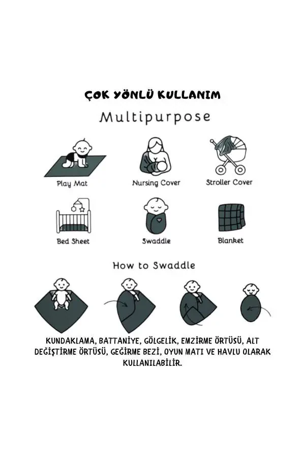 Муслиновый плед 3-х местный набор (80X80CM) | oeko-tex Муслиновая ткань | Мягкое полотенце для новорожденного, пеленание - 8