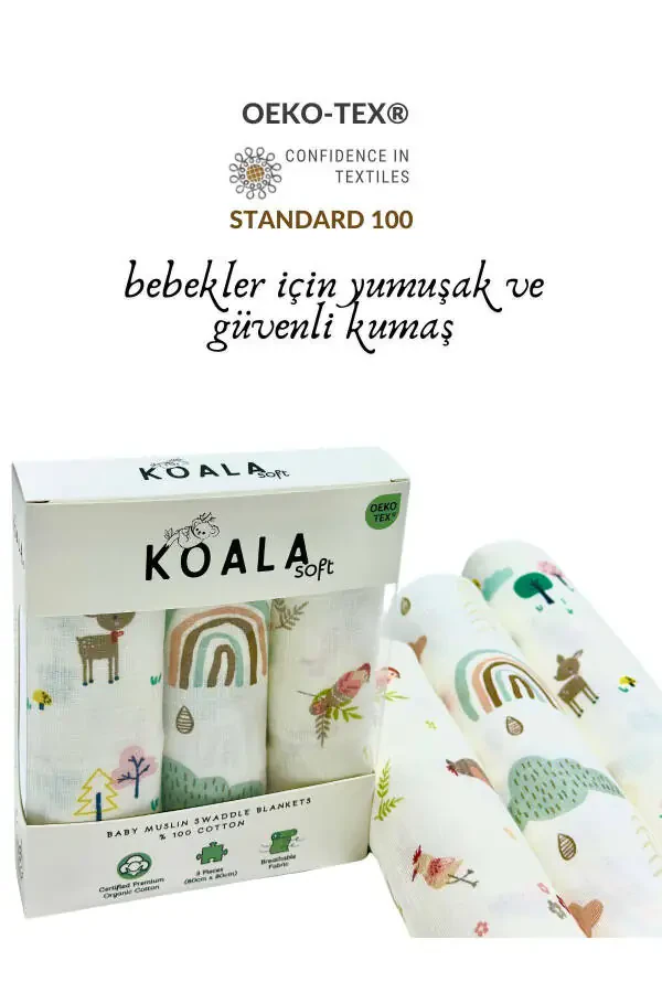 Муслиновый плед 3-х местный набор (80X80CM) | oeko-tex Муслиновая ткань | Мягкое полотенце для новорожденного, пеленание - 10
