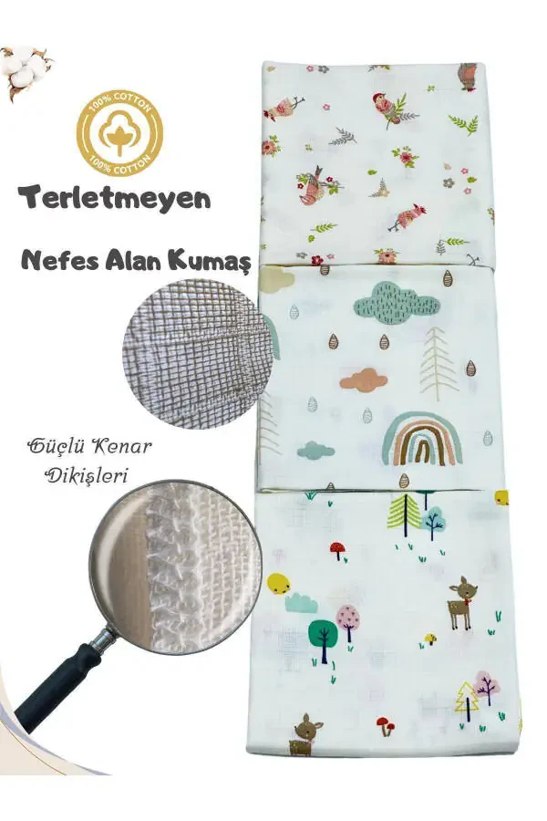 Муслиновый плед 3-х местный набор (80X80CM) | oeko-tex Муслиновая ткань | Мягкое полотенце для новорожденного, пеленание - 2