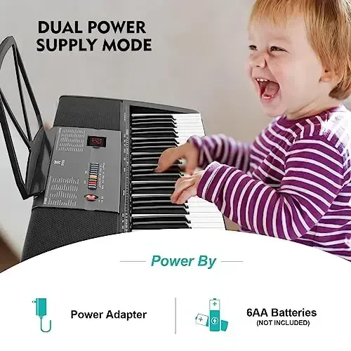 MUSTAR Piano Keyboard with Lighted Up Keys, Learning Keyboard Piano 61 Keys for Beginners, MEKS-700 Electric Piano Keyboard with Bench, Stand, Headphones, Microphone, Note Stickers, Built-in Speakers - 5