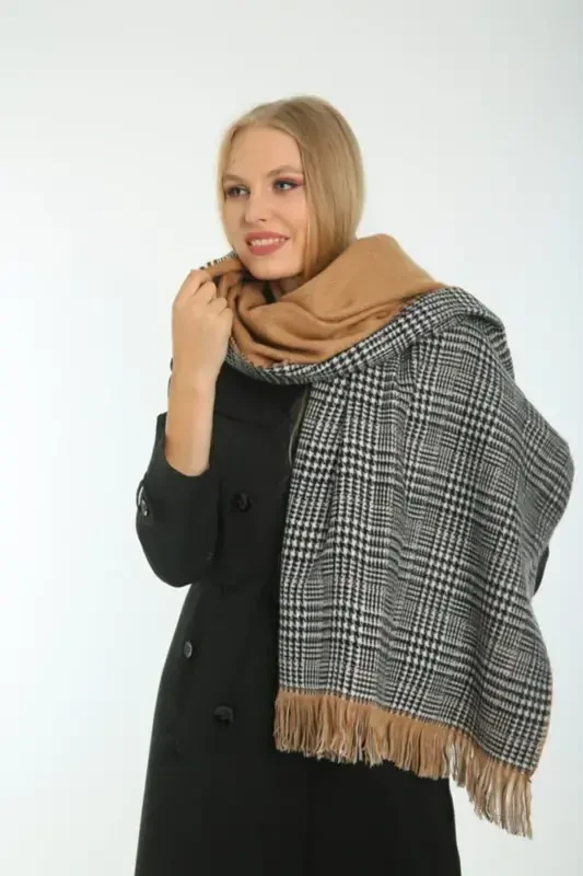 Mustard Color Double-Sided Women's Scarf-MUSTARD - 1