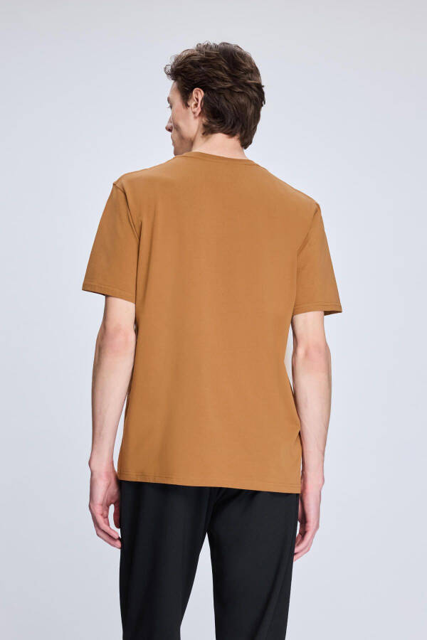 Mustard Regular Fit Crew Neck Cotton Knitted T-Shirt - 5