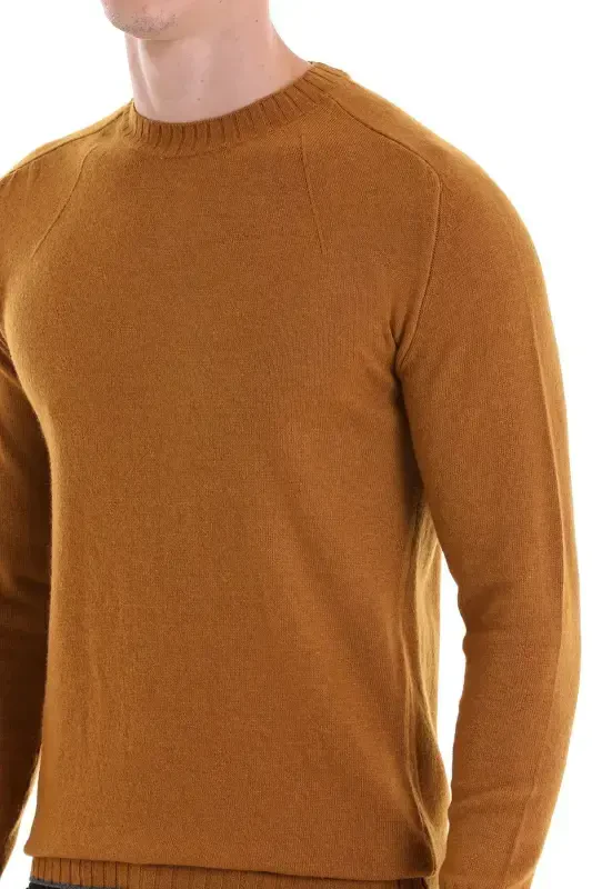 Mustard Regular Fit Plain Crew Neck Wool Knitwear K - 5