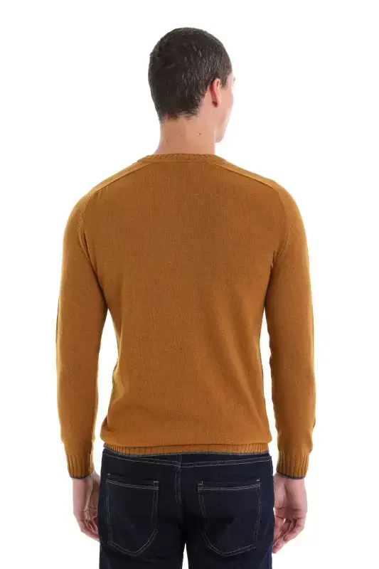 Mustard Regular Fit Plain Crew Neck Wool Knitwear K - 6