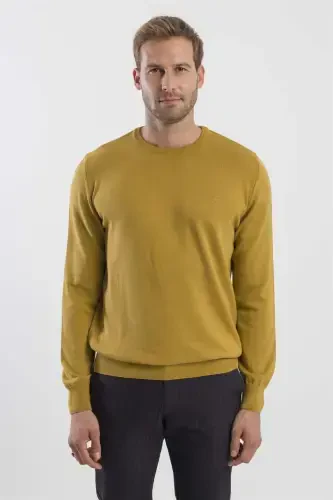 Mustard Slim Fit Mockneck Pullover Sweater - 1