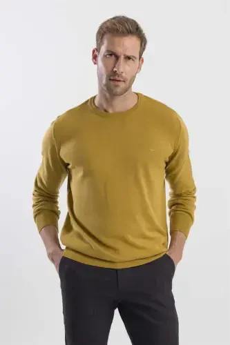 Mustard Slim Fit Mockneck Pullover Sweater - 2