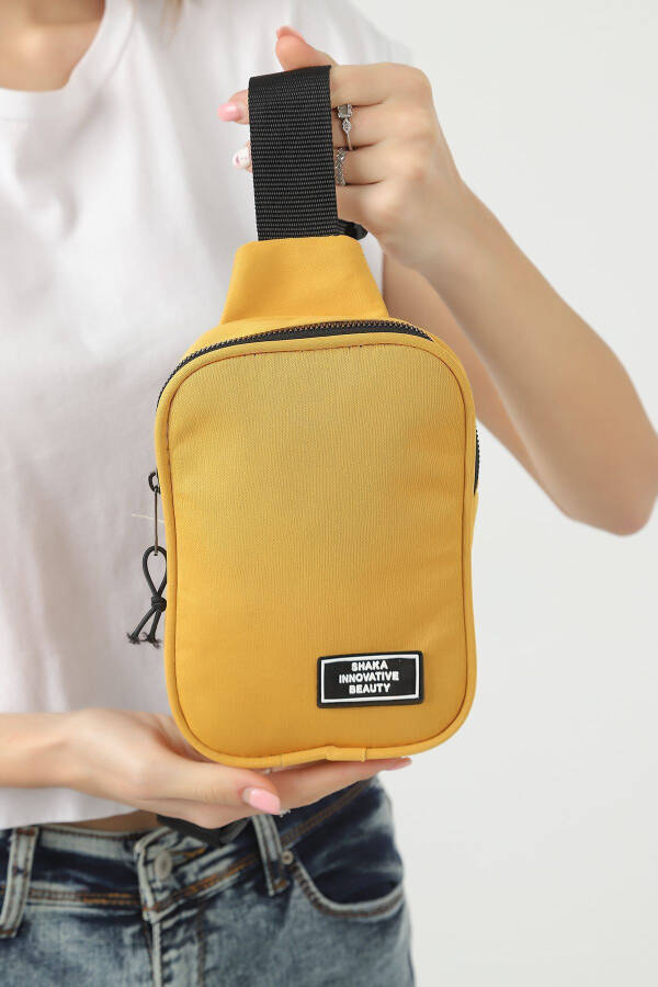 Mustard U19 Single Zipper Compartment Adjustable Strap Unisex Cross Body & Shoulder Bag U:21 W:15 H:4 - 25