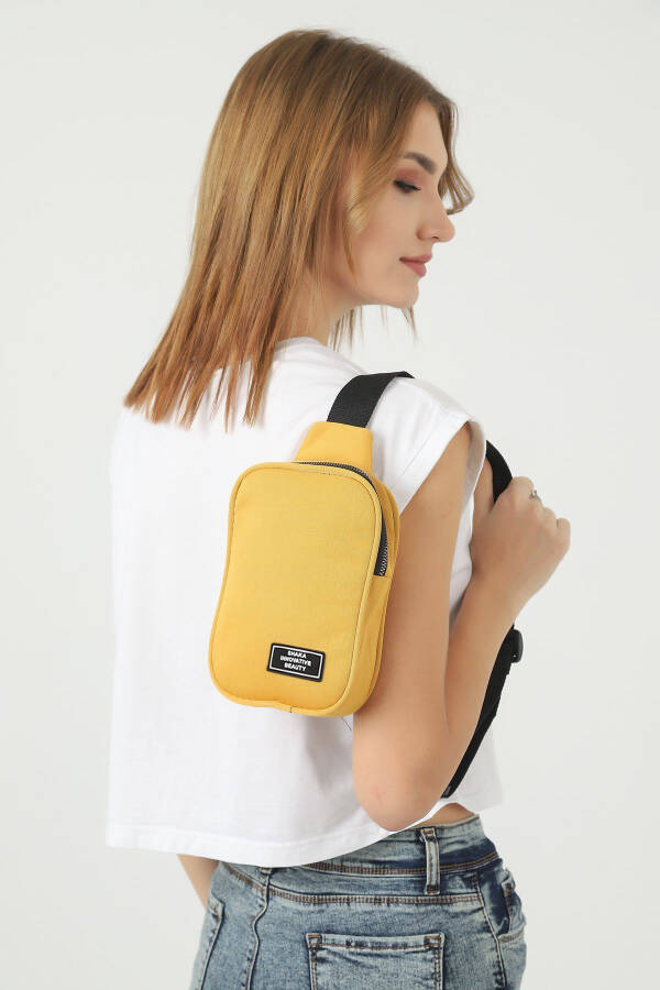 Mustard U19 Single Zipper Compartment Adjustable Strap Unisex Cross Body & Shoulder Bag U:21 W:15 H:4 - 19