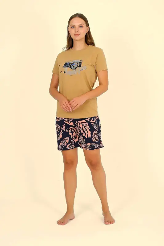 Mustard Women's Short-Sleeved Cotton Pajama Set, Size 3622 - 2